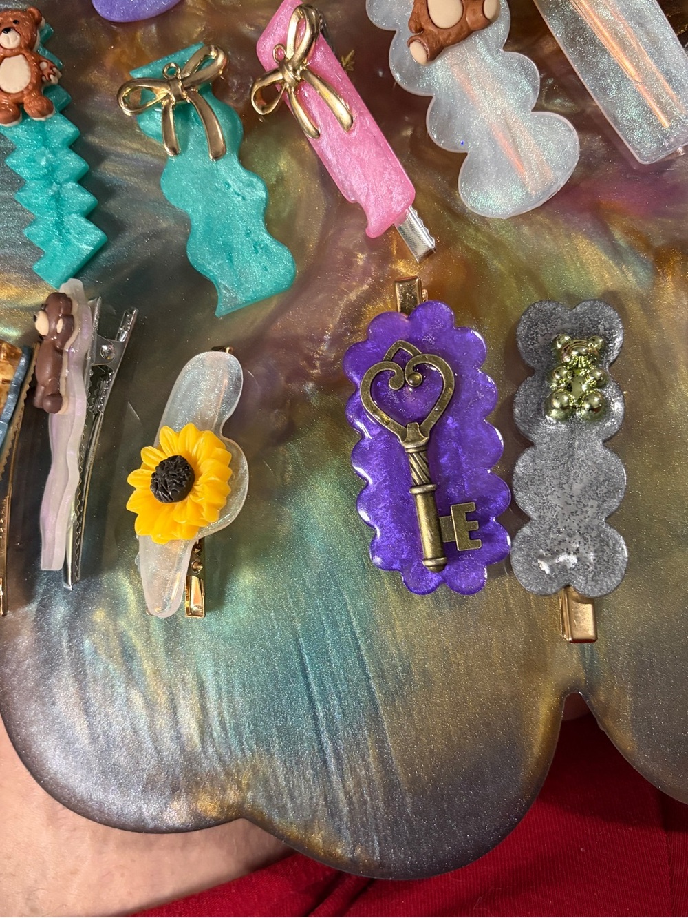 Assorted Women’s Hair Clips – Pastel Purple, Teal, Pink, Gray & Yellow Set - Picture 4 of 4